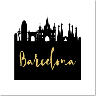 BARCELONA SPAIN DESIGNER SILHOUETTE SKYLINE ART Posters and Art